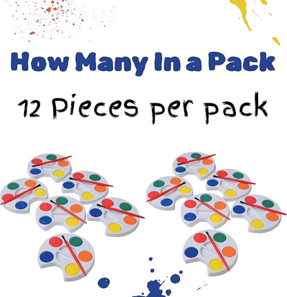 U. S. Toy Mini Kids Painting Set, Bulk Paint Pallets with Paintbrushes, 5 Colors, Individually Polybagged, Art Party Favors, Bulk Art Classroom Supplies, 12-Pack