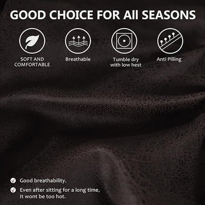 Leather Like Recliner Chair Covers Heavy Duty, 4 Pieces Lazy Boy Recliner Cover for Recliner Chair, Leather Cover for Recliner slipcovers Washable for Pets (Black Chocolate)