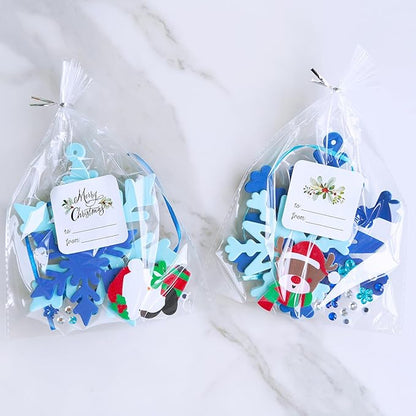 Winlyn 24 Sets Christmas Craft Kits Winter Crafts DIY Christmas Snowflake Ornaments Decorations Art Sets Foam Snowman Santa Owl Christmas Stickers for Kids Holiday Classroom Activities Party Favors
