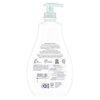 Baby Dove Sensitive Skin Care Baby Wash For Bath Time, Moisture Fragrance Free and Hypoallergenic 20 oz