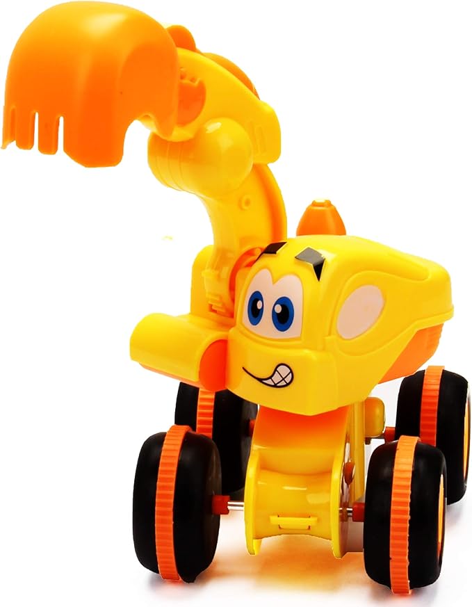 Toys for a 2 Year Old Boy - 3 Friction Powered Trucks for 2+ Year Old Boys, Push & Go Cars Cartoon Construction Vehicle Set