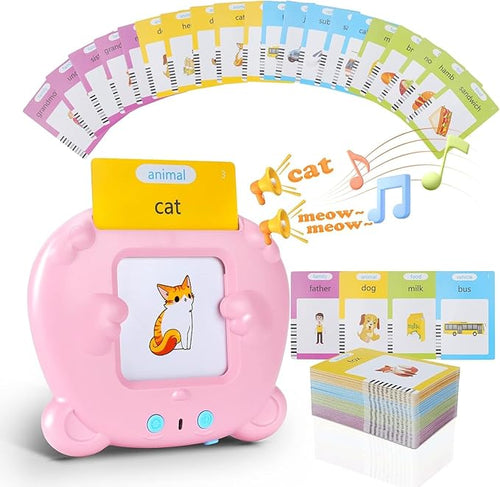 Upgraded Talking Flash Cards for Toddlers, 1 Year Old Boy Girl Birthday Gift, Montessori Toys for 1 2 3 Year Old, 224 Sight Words Flash Cards Kindergarten, Speech Therapy Toys for Toddlers 1-3, Pink
