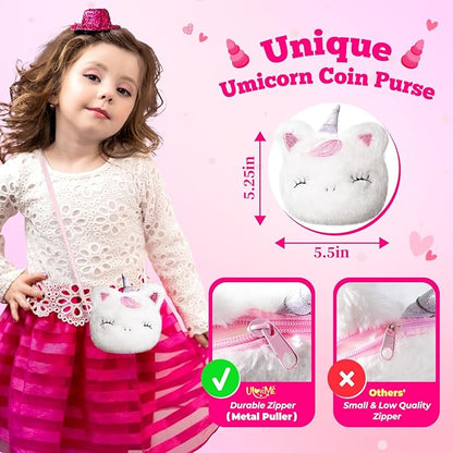 ULOVEME Kids Real Makeup Kit for Little Girls - Real, Non Toxic, Washable Make Up Toy - Umicorn Toys Gift for 3 4 5 6 7 8 9 10 12 Years Old Girls Birthday (Mini White Umicorn)
