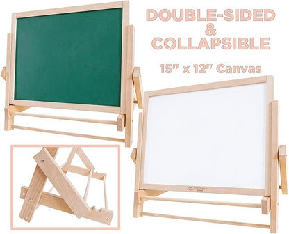 Table Top Easel for Kids - Tabletop Magnetic White Board - Toddler Art Chalkboard