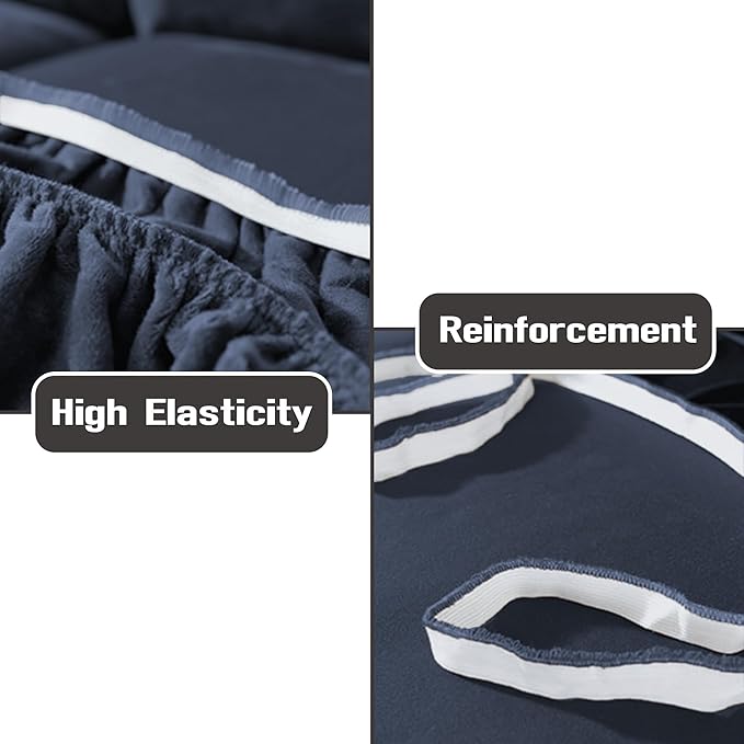 NORTHERN BROTHERS Stretchy Recliner Chair Covers, Velvet Recliner Covers, Lazy Boy Chair Cover (Dark Blue, loveseat)
