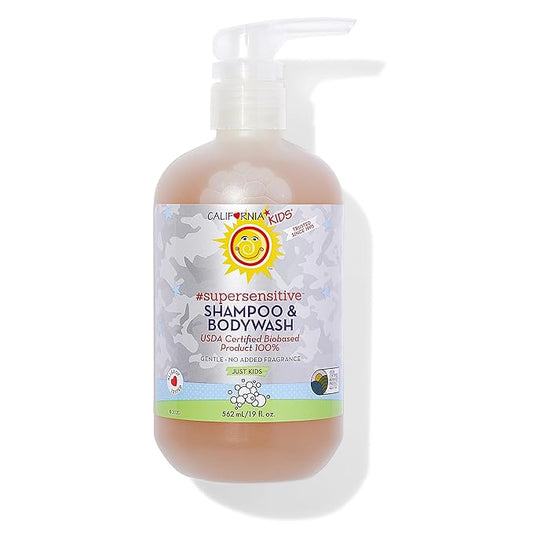 California Kids Super Sensitive Unscented Shampoo and Bodywash | 100% Plant-Based 562 mL 19 oz.