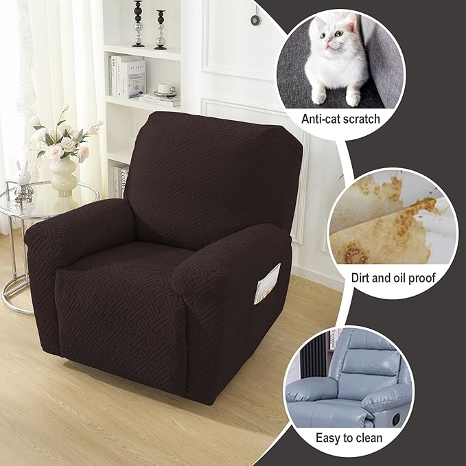 NORTHERN BROTHERS Recliner Chair Covers, Lazy Boy Recliner Covers, Stretchy Cover for Recliner Chairs, Dark Brown
