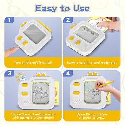Talking Flash Cards with LCD Writing Tablet for Toddlers, Language Learning Toys with 80 Words, Learning Phrases, Objects Adjectives, Speech Therapy, Autism Sensory Toys Learning Montessori Toys