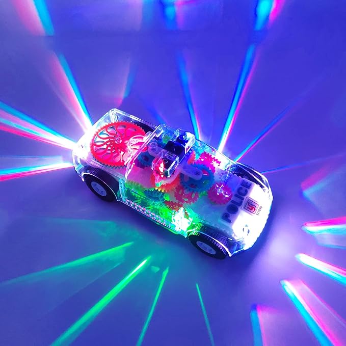 Tipmant Baby Toddler Police Car Electric Vehicle Toy Auto Driving, Transparent Gears