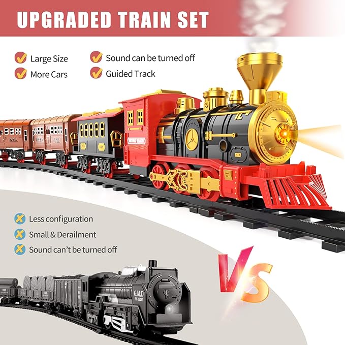 TEMI Train Set for Kids Toddlers 3-5, Train with Steam Engine 4-7 Years