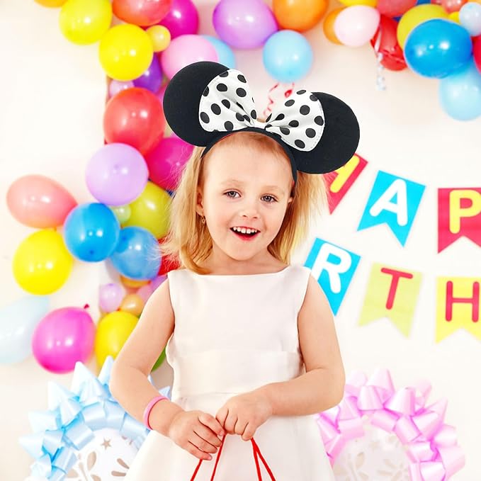 Mouse Ears Headband Shiny Mouse Ears Bows Hairband for Birthday