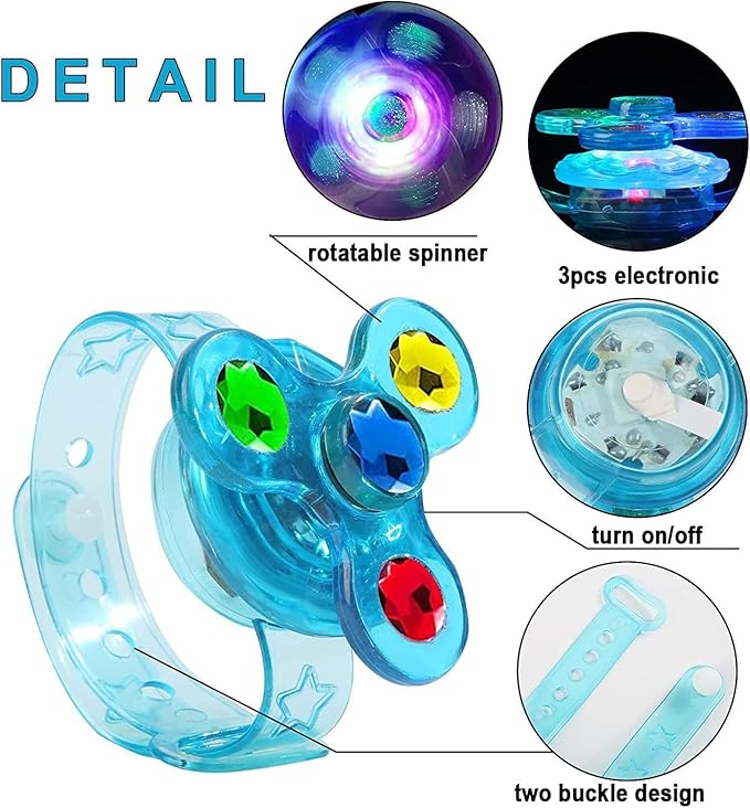36pack LED Light Up Fidget Spinner Bracelets, Glow in The Dark Party Favors for Kids 4-8 8-12, Treasure Box Toys for Classroom, Birthday Gifts, Pinata Goodie Bags Stuffers