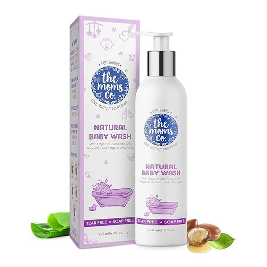 The Moms Co. Tear-Free Natural Baby Wash with Calendula, Avodado Oils and USDA-Certified Organic Oils Like Argan 200ml