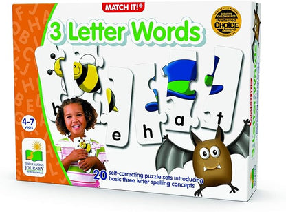 The Learning Journey: Match It! - 3 Letter Words -Spelling Puzzles for Kids Ages 3-5, Learn to Read With Preschool Learning Materials and Learning Games - Award Winning Educational Toys