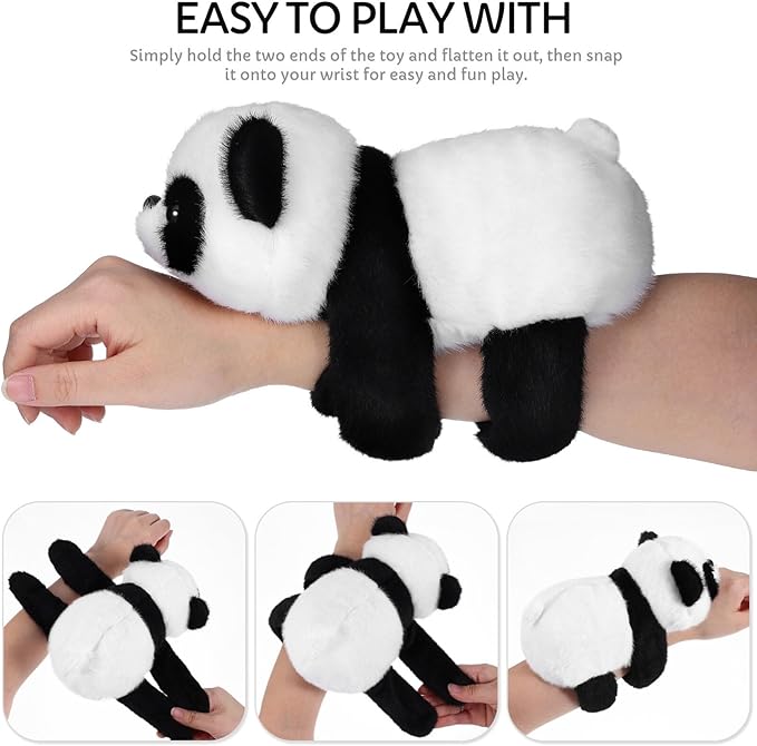 TOYANDONA Animal Slap Bracelet, 1pcs Panda Slap Bracelet Stuffed Animal Plush Slap Bracelet Hugger Panda Wristband for Kids Birthday Jungle Party Favors