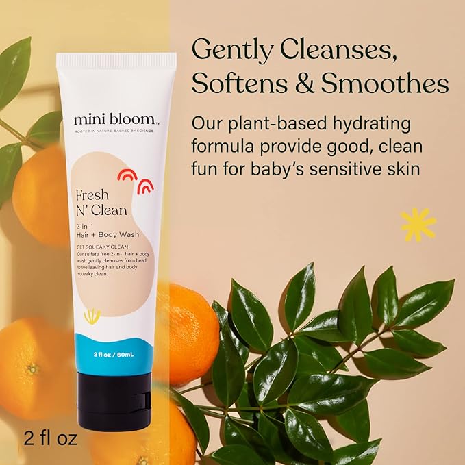 Fresh N’ Clean 2-in-1 Hair + Body Wash Shampoo Sulfate-Free Baby & Kid Safe Aloe leaf, Chamomile extract