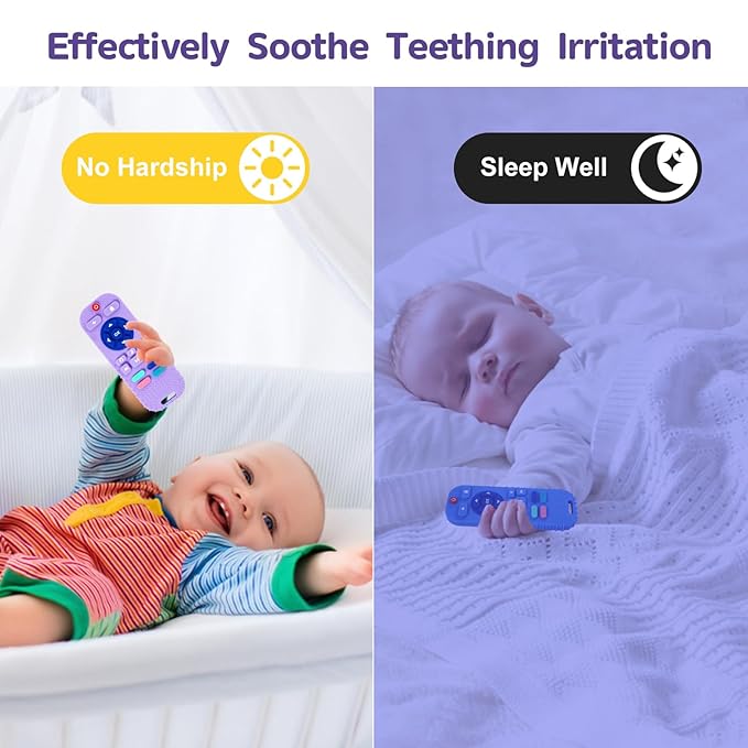 Hooku 2 Pack Silicone Teethers for Babies 6-12 Months, Sensory Teething Toys for Newborns to Toddlers