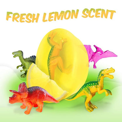Relaxcation 1 Soap Bar For Kids with DINO Toy Inside - Natural Fresh LEMON Kids Soap
