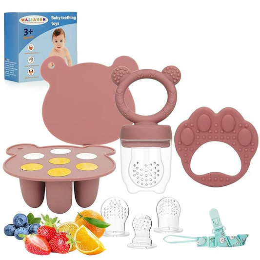WAJIAYON Baby Breastmilk Popsicle Molds & Baby Fruit Feeder (3 Pack), Baby Food Freezer Tray Storage Containers