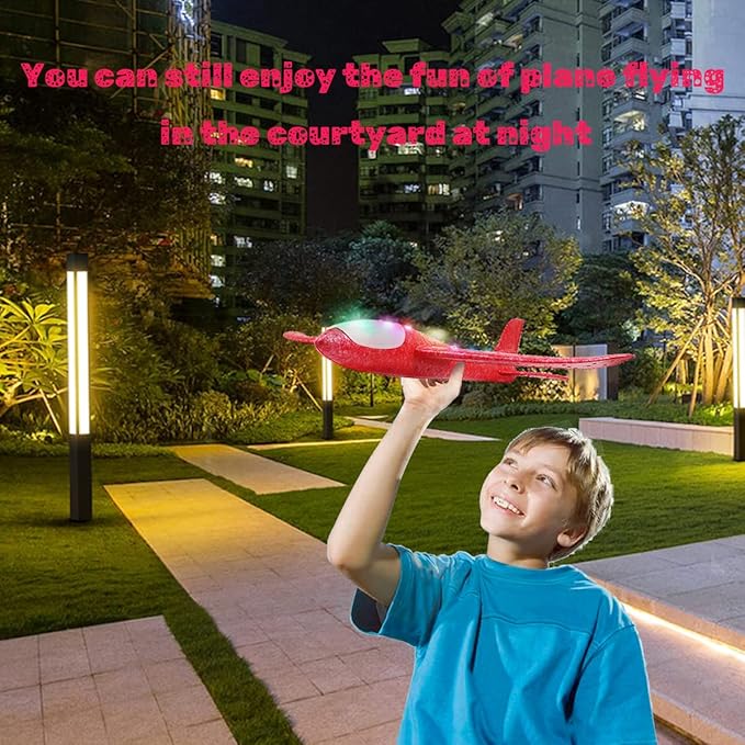 MIMIDOU 4 Pack Flashing Glider Plane, Illuminated colored led lights can play at night 2 flight