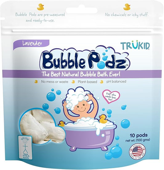 TruKid Bubble Podz Bubble Bath for Baby & Kids, Gentle Refreshing Bath Bomb for Sensitive Skin 7 for (10 Podz)