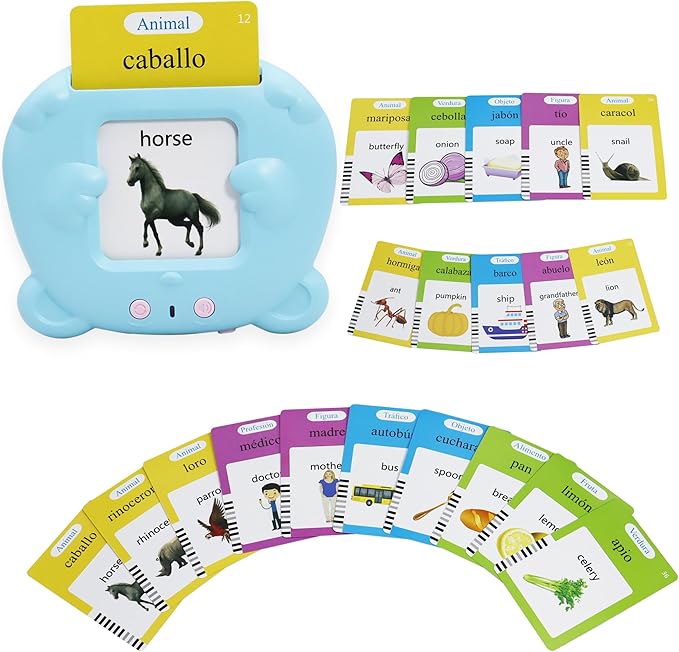 MAYAPHILOS Spanish and English Pocket Speech Therapy Toys with 224 Sight Words, Bilingual Flashcard Autism Sensory Learning Toys Montessori Educational Toys for Preschool Learning, Gifts for Toddlers