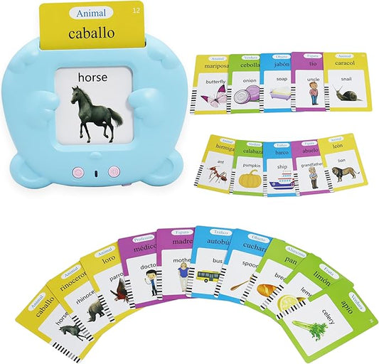 MAYAPHILOS Spanish and English Pocket Speech Therapy Toys with 224 Sight Words, Bilingual Flashcard Autism Sensory Learning Toys Montessori Educational Toys for Preschool Learning, Gifts for Toddlers
