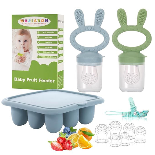 WAJIAYON Baby Breastmilk Popsicle Molds & Baby Fruit Feeder (3 Pack), Baby Food Freezer Tray Storage Containers