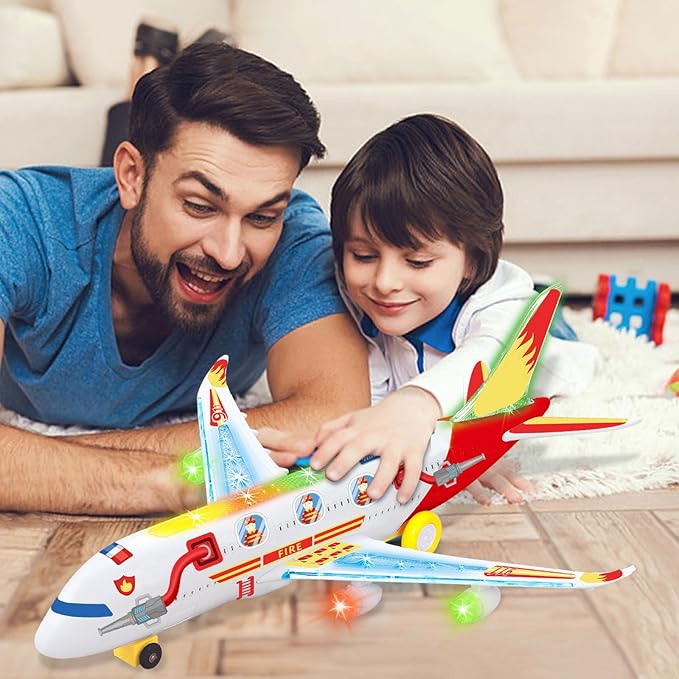Airplane Toys for Toddlers with DIY Stickers, Toy Airplanes with Flashing Lights & Music & Sounds |Bump and Go Plane 3-7 8 9Years Old