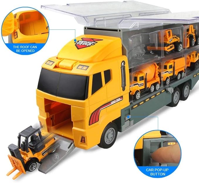 Jenilily Construction Toys Truck Die-cast Vehicle Transporter Car Set Excavator 3 4 5 Years