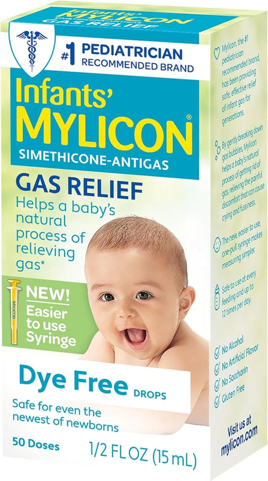 Mylicon Gas Relief Drops for Infants and Babies, Dye Free Formula 0.5 Fluid