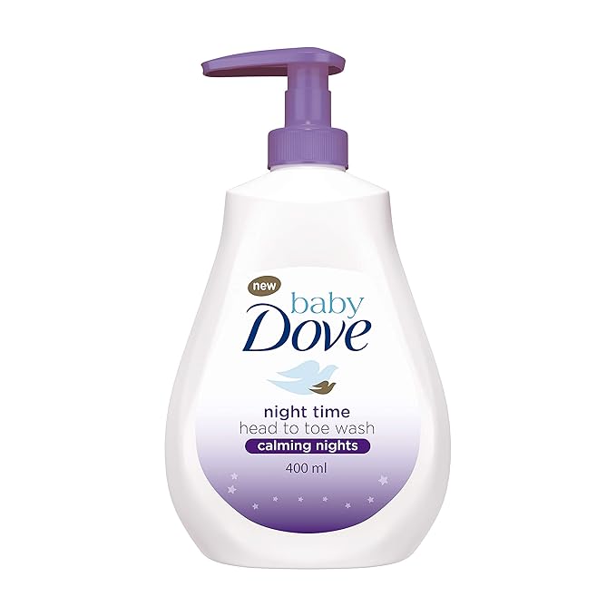 Baby Dove Calming Moisture Sensitive Skin Night Time Wash, 3 Pack Hypoallergenic and Tear-Free Bath Wash 400 ml (3x 13.52