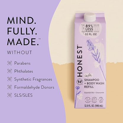 The Honest Company 2-in-1 Cleansing Shampoo + Body Wash Refill Carton | Gentle for Baby 32 fl