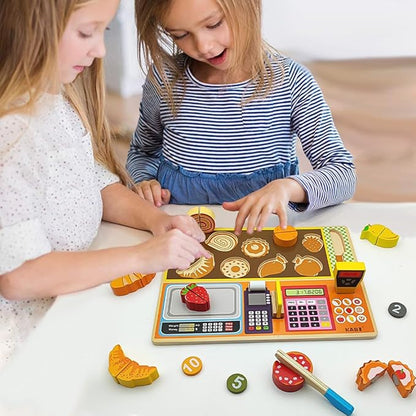 Wooden Play Food Sets for Kids Ice Cream Toys Pretend Food Accessories Early Education Toys for 3+ Years Old Girls and Boys Gifts (Fruit Shop)