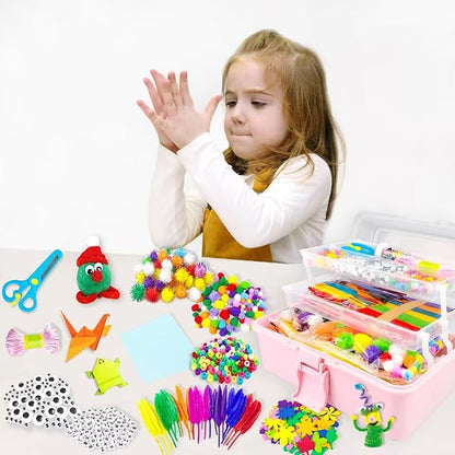 VLUSSO Arts & Crafts Supplies DIY Craft Kits Set - Pipe Cleaners, Materials, Gift for Kids Boys & Girls Age 4-8