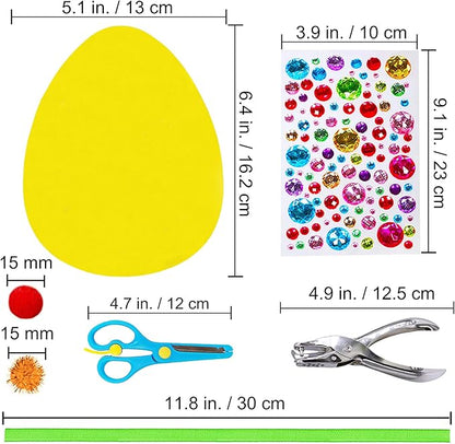 Winlyn 32 Sets Easter Egg Ornaments Decoration DIY Easter Craft Kits Assorted Foam Easter Egg Ornaments Easter Foam Stickers for Kids Party Favors Easter Spring Classroom Activity Art Project
