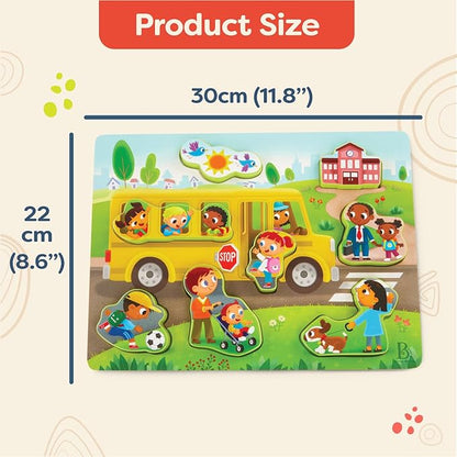 B. toys- Peek & Explore 2-Pack - Outer Space & School Bus- Chunky Puzzle Pack – Puzzles for Toddlers, Kids- 8 Pieces Each – 2 Years +