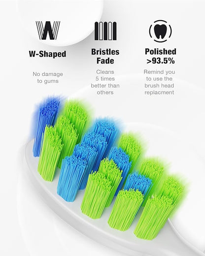 7AM2M Sonic Electric Toothbrush with 6 Brush Heads for Adults&Kids, One Charge for 120 Days, Wireless Fast Charge, 5 Modes, 40000VPM Powered Toothbrush (Purple)