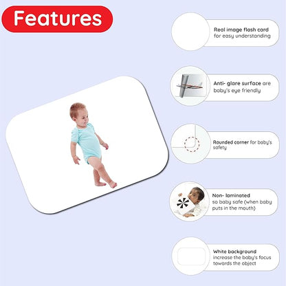 hungry brain Flash Cards for Toddlers, 24 Actions Flashcards, Double-Sided, Montessori, Educational, Kindergarten - Preschool Learning Activities, Gifts for Kids, 1, 2, 3, 4 Years Babies