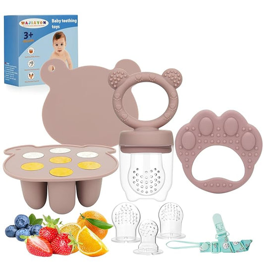 Baby Breastmilk Popsicle Molds & Baby Fruit Feeder (3 Pack), WAJIAYON Baby Food Freezer Tray Storage Containers