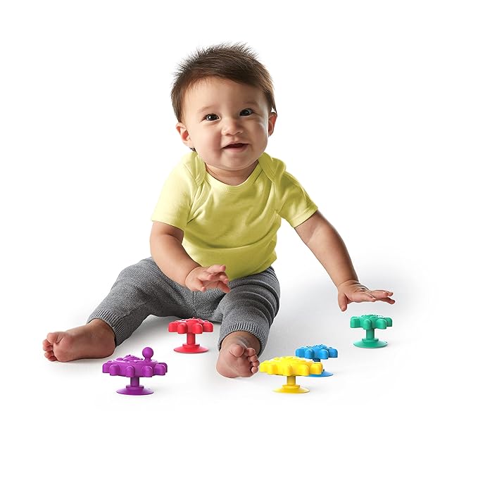 Baby Einstein Gears of Discovery Suction Cup Sensory Toys for Bath, Floor Play 5pcs Multi-Color, 6 Months+