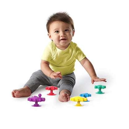 Baby Einstein Gears of Discovery Suction Cup Sensory Toys for Bath, Floor Play 5pcs Multi-Color, 6 Months+