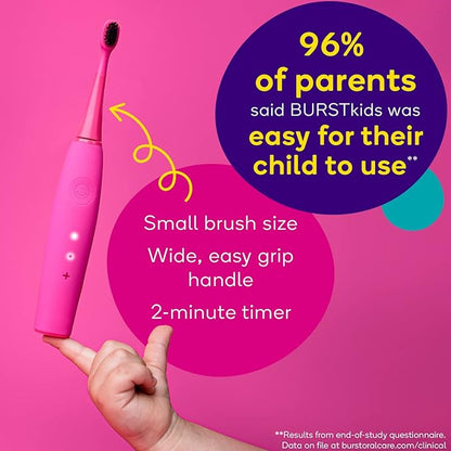 Burst Kids & Toddlers Electric Toothbrush (Blue) | Soft Bristles | Two Minute Timer | Rechargeable Battery | Easy-Grip Silicone Handle | 2 Modes for Healthy Smiles | Ages 3+