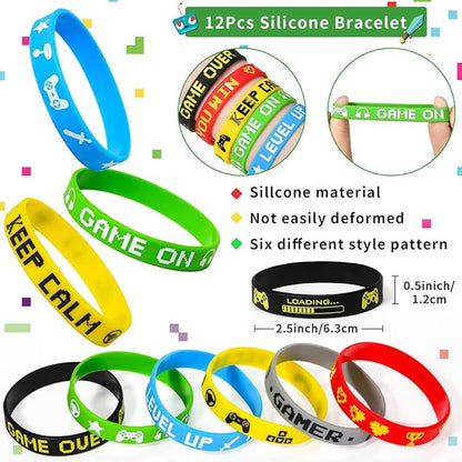 Winrayk Video Game Party Favors Gamer Birthday Supplies Kids, Invisible Ink Pen Notebook Gift Bag Stamper Bracelet Keychain Sticker Pinata Goody Stuffer Teen Girl Boy Game On Gaming Party Favors Decor