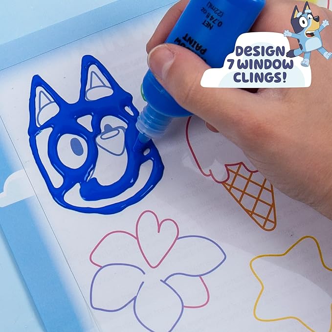Bluey Window Art Suncatchers for Kids, Window Art Kit, Great Suncatchers Kit for Kids to Paint, Great At-Home Kids Craft Activity or Bluey Birthday Party Idea, Bluey Toys for Kids Ages 3, 4, 5, 6
