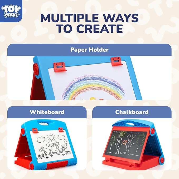 STEAM Life Tabletop Easel for Kids Art Easel for Kids 3 4 5 Toddler Art Easel Board for Kids Chalkboard White Board for Kids Easel Set Dry Erase Board Portable Desktop Easel Painting Easel for Kids