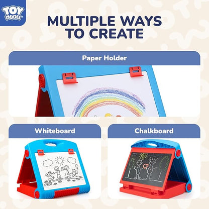 STEAM Life Tabletop Easel for Kids Art Easel for Kids 3 4 5 Toddler Art Easel Board for Kids Chalkboard White Board for Kids Easel Set Dry Erase Board Portable Desktop Easel Painting Easel for Kids