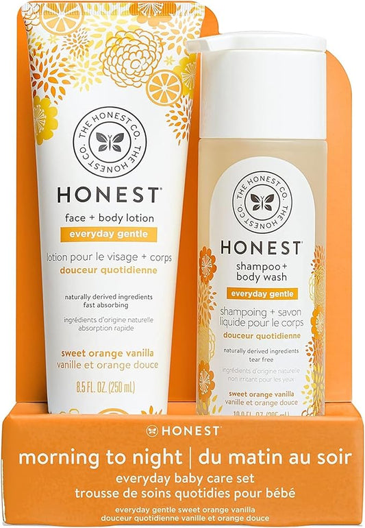 The Honest Company 2-in-1 Cleansing Shampoo + Body Wash and Face + Body Lotion Bundle | Gentle for Baby 18.5 fl