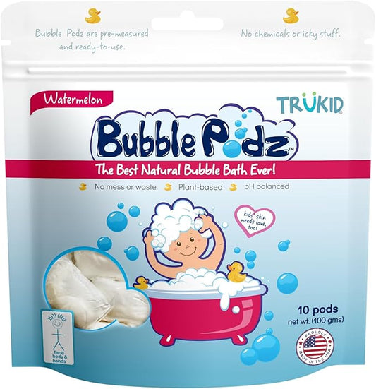TruKid Bubble Podz Bubble Bath for Baby & Kids, Gentle Refreshing Bath Bomb for Sensitive Skin 7 for (10 Podz)
