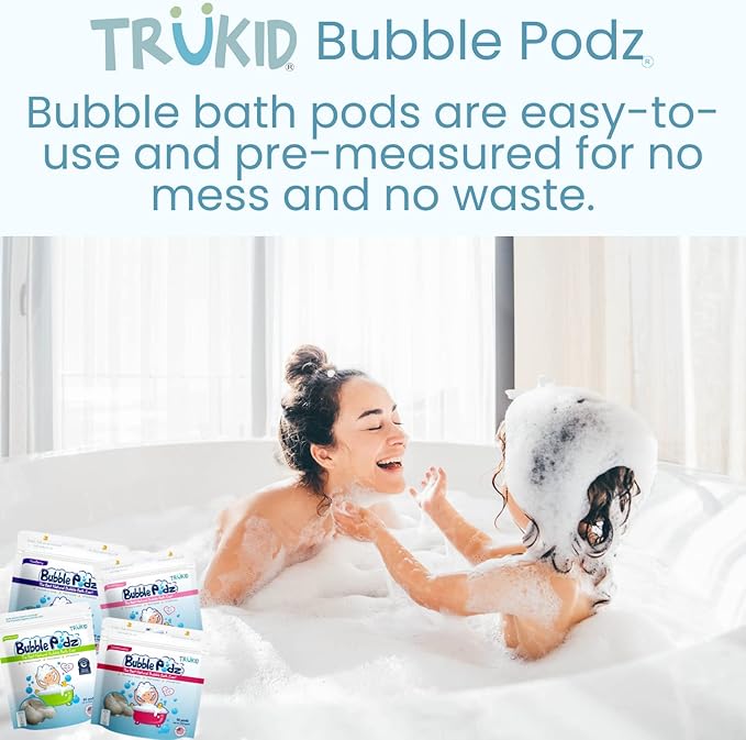 TruKid Bubble Podz Bubble Bath for Baby & Kids, NEA-Accepted for Eczema 7 for (10 Podz)